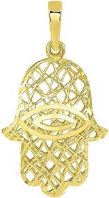 img 3 attached to Stylish Yellow Textured Filigree Fatima Pendant for Boys' Jewelry Enthusiasts