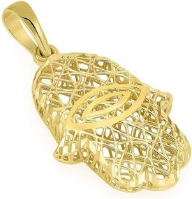 img 2 attached to Stylish Yellow Textured Filigree Fatima Pendant for Boys' Jewelry Enthusiasts