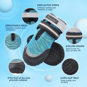 img 2 attached to 🐾 Bowite Dog Boots: The Ultimate Paw Protector for Hot Pavement, Anti-Slip Rugged Shoes with Reflective Straps for Hiking and Running