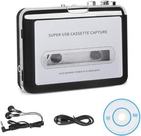 img 4 attached to 📼 Портативный ретро-проигрыватель Walkman для кассет | Конвертер кассет в MP3 через USB | Автореверс | Портативный аудиоплеер для музыки