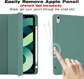 img 3 attached to iPad Air 4 Case 2020: Full Body Protection + Pencil Holder, Dark Green Smart Stand Cover with Apple Pencil 2 Charging and Auto Wake/Sleep - 10.9 inch