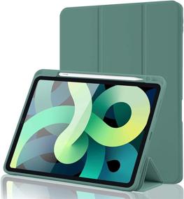 img 4 attached to iPad Air 4 Case 2020: Full Body Protection + Pencil Holder, Dark Green Smart Stand Cover with Apple Pencil 2 Charging and Auto Wake/Sleep - 10.9 inch