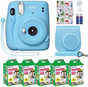 img 4 attached to 📸 Fujifilm Instax Mini 11 Instant Camera Sky Blue with Custom Case, Film Value Pack (50 Sheets), and Flamingo Designer Photo Album