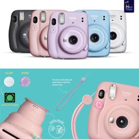 img 2 attached to 📸 Fujifilm Instax Mini 11 Instant Camera Sky Blue with Custom Case, Film Value Pack (50 Sheets), and Flamingo Designer Photo Album