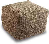🪑 brown cotton linen unstuffed pouf ottoman cover for living room - 17x17x13 inch, storage bean bag pouffe ottomans stool, footrest & extra floor cushion seat logo