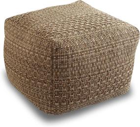 img 4 attached to 🪑 Brown Cotton Linen Unstuffed Pouf Ottoman Cover for Living Room - 17x17x13 Inch, Storage Bean Bag Pouffe Ottomans Stool, Footrest & Extra Floor Cushion Seat