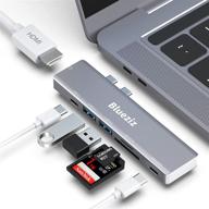 🖥️ premium grey usb c hub for macbook pro/air - dual monitor docking station with hdmi, thunderbolt 3, usb type c port, sd/micro sd card reader & more! логотип