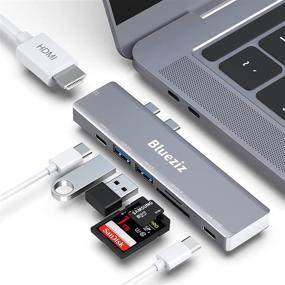 img 4 attached to 🖥️ Premium Grey USB C Hub for MacBook Pro/Air - Dual Monitor Docking Station with HDMI, Thunderbolt 3, USB Type C Port, SD/Micro SD Card Reader & More!