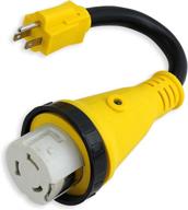 🔌 leisure cords trailer dogbone power cord plug adapter with led indicator - 15 amp male to 50 amp female twist lock connector logo