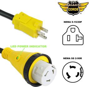 img 2 attached to 🔌 Leisure Cords Trailer Dogbone Power Cord Plug Adapter with LED Indicator - 15 Amp Male to 50 Amp Female Twist Lock Connector