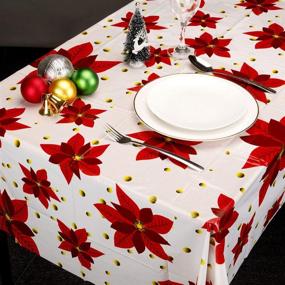 img 4 attached to Mornajina Christmas Tablecloths Disposable Rectangle