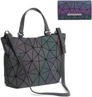 stylish geometric handbags: holographic reflective crossbody set for fashionable women logo