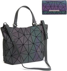 img 4 attached to Stylish Geometric Handbags: Holographic Reflective Crossbody Set for Fashionable Women