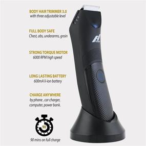 img 2 attached to FHUESION Body Hair Trimmer 3.0: Ultimate Electric Shaver with Detachable Ceramic Blades, USB Charging, Waterproof Wet/Dry Clippers, Standing Dock – No Nicks, No Cuts, Now That's Nuts!