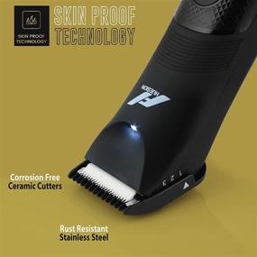 img 1 attached to FHUESION Body Hair Trimmer 3.0: Ultimate Electric Shaver with Detachable Ceramic Blades, USB Charging, Waterproof Wet/Dry Clippers, Standing Dock – No Nicks, No Cuts, Now That's Nuts!
