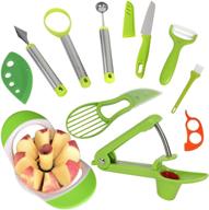 🍎 premium apple slicer cutter corer tool with stainless steel blades - includes melon baller, fruit scoop, cherry pitter, and avocado slicer cutter - sturdy construction, food grade peeler set logo