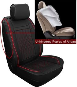 img 2 attached to 🚗 Sanwom Leather Car Seat Covers: Waterproof Front Pair - Universal 2 Pcs Cushion, Black & Red - Ideal Automotive Seat Protector for SUVs, Sedans, Pick-up Trucks (Honda, Ford, and more)