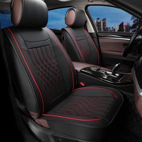 img 1 attached to 🚗 Sanwom Leather Car Seat Covers: Waterproof Front Pair - Universal 2 Pcs Cushion, Black & Red - Ideal Automotive Seat Protector for SUVs, Sedans, Pick-up Trucks (Honda, Ford, and more)