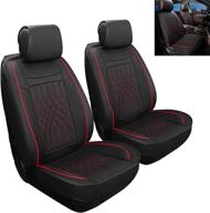 🚗 sanwom leather car seat covers: waterproof front pair - universal 2 pcs cushion, black & red - ideal automotive seat protector for suvs, sedans, pick-up trucks (honda, ford, and more) logo