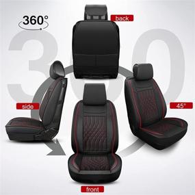 img 3 attached to 🚗 Sanwom Leather Car Seat Covers: Waterproof Front Pair - Universal 2 Pcs Cushion, Black & Red - Ideal Automotive Seat Protector for SUVs, Sedans, Pick-up Trucks (Honda, Ford, and more)