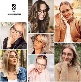 img 3 attached to 👓 Stylish and Functional: SOJOS Oversized Round Polygon Blue Light Blocking Glasses for Women Men - TR90 Eyewear Frame Glasses