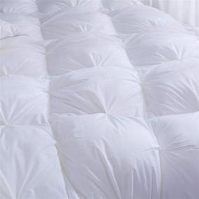 img 1 attached to 🛌 WENERSI Waterfowl Down Feather Fiber Comforter Queen: Pinch Pleat Duvet Insert, All Season Queen Comforter – 1200TC Egyptian Cotton Fabric, 750FP, White, 90x90in