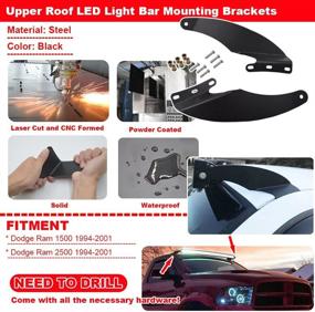 img 3 attached to 🚚 52-Inch Curved LED Light Bar Upper Roof Windshield Mounting Brackets designed to fit 1994-2001 Dodge Ram 1500 2500