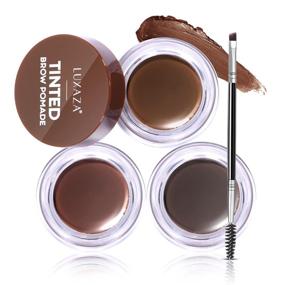 img 4 attached to 💁 LUXAZA Eyebrow Pomade Set: Long Lasting Waterproof Cream Brow Pomade for Defined Eyebrows - 3 Colors + Brushes Makeup Kit