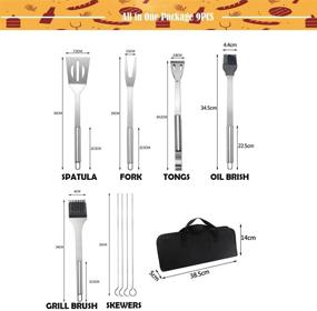 img 1 attached to 🔥 9-Piece Stainless Steel BBQ Grilling Tools Set with Portable Bag - Barbecue Griddle Accessories kit for Outdoor Camping, Teppanyaki, Kitchen, Backyard BBQ