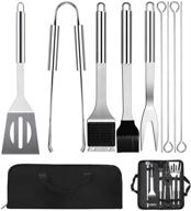 🔥 9-piece stainless steel bbq grilling tools set with portable bag - barbecue griddle accessories kit for outdoor camping, teppanyaki, kitchen, backyard bbq logo