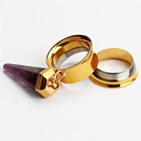 img 1 attached to 💎 Exquisite KUBOOZ Amethyst Stone Stainless Stretcher Piercings: Premium Women's Body Jewelry