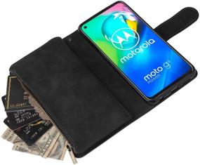 img 3 attached to 📱 Moto G Power 2020 Wallet Case - Leather Zipper Magnetic 6 Card Slots Purse Protection Back Cover - Compatible with Moto G Power (Black)