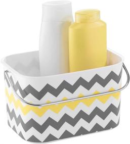 img 1 attached to 👜 Gray and Yellow Chevron Tote Basket with Handle - iDesign Una Plastic Storage for Bathroom, Kitchen, Bedroom, College Dorm, 9" x 6.5" x 5.25