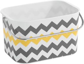 img 2 attached to 👜 Gray and Yellow Chevron Tote Basket with Handle - iDesign Una Plastic Storage for Bathroom, Kitchen, Bedroom, College Dorm, 9" x 6.5" x 5.25