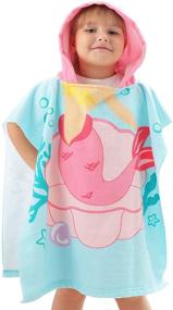 img 2 attached to Fun and Cozy NovForth Kids Beach Towel: Mermaid Hooded 🧜 Bath Towel for Boys and Girls, Ideal Toddler Pool Towel with Hood