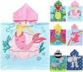 img 4 attached to Fun and Cozy NovForth Kids Beach Towel: Mermaid Hooded 🧜 Bath Towel for Boys and Girls, Ideal Toddler Pool Towel with Hood
