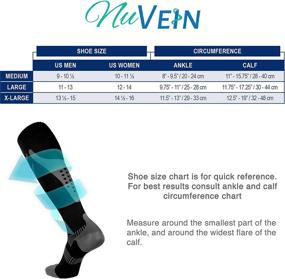img 3 attached to ⚽️ NuVein Compression Socks: Enhance Athletic Performance & Aid in Medical Recovery – Knee High, Closed Toe, Silver on Black, Large (15-20 mmHg Support)