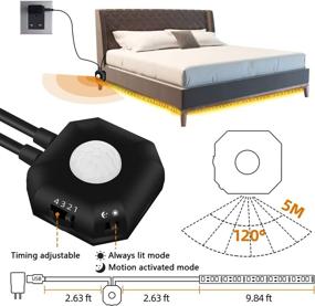 img 2 attached to Enhance Your Bedroom with Motion Activated LED Strip Lights: 9.8ft Under Bed Light with Automatic Shut-Off Timer for a Cozy Atmosphere!