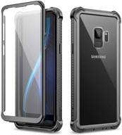 dexnor galaxy s9 case with screen protector - black: full body military-grade rugged 360° protection, shockproof, heavy-duty defender for samsung galaxy s9 logo