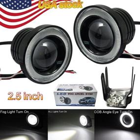 img 3 attached to 🚗 HonsCreat 2.5" Car COB LED Fog Light Projector with White Angel Eye Halo Ring DRL for Enhanced Driving Visibility