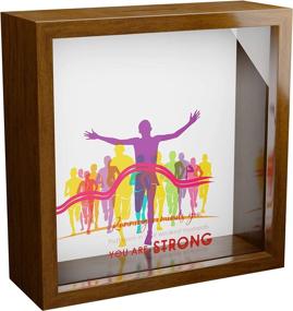 img 4 attached to 🏃 Men's Runner Gifts: Wooden Shadow Box 6x6x2 for the Male Runner, Ideal for Female Runners, Ironman Triathletes, and Marathon Runners. Victory Men's Marathon Poster Display for Athletes, Triathlon Sports Hanger Idea