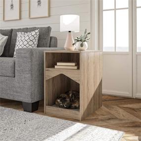 img 2 attached to 🐱 Ollie & Hutch Roscoe Cat House End Table: Rustic Oak – The Perfect Blend of Style and Functionality