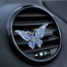 img 4 attached to 🦋 Joynaamn Bling Car Accessories: Blue Butterfly Vent Clip with 2 Refill Pads – Stylish Decoration for Women's Car Interior, Home & Office