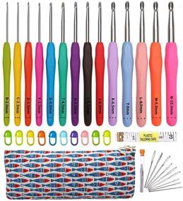 img 4 attached to 🧶 Premium 14 Size Ergonomic Crochet Hooks Set with Soft Rubber Handles - Sizes range from 2.0mm to 10.0mm