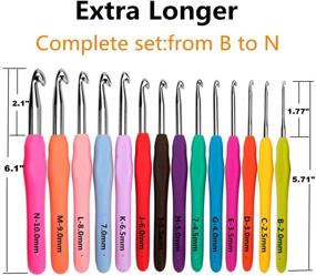 img 2 attached to 🧶 Premium 14 Size Ergonomic Crochet Hooks Set with Soft Rubber Handles - Sizes range from 2.0mm to 10.0mm