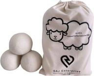 🐑 saj 100% organic new zealand wool dryer balls xl 6-pack: reusable natural fabric softener for wrinkle reduction, faster drying, and energy savings logo