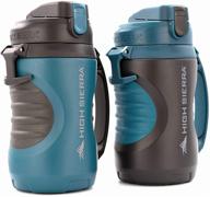 🥤 high sierra 2 pack 64 oz insulated water bottle: keep liquid cold for up to 10 hours, leakproof hydration jug with built-in fence anchor - bpa free, extra large 1.89l capacity, easy to clean logo