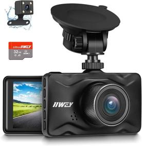 img 4 attached to 📷 IIWEY Dash Cam Front and Rear with 32GB TF Card Included - 1080P Dash Camera for Car with Aluminum Alloy Body, 3 Inch LCD Screen, 170° Wide Angle, Night Vision, Parking Monitor, and Motion Detection