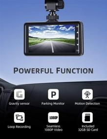 img 3 attached to 📷 IIWEY Dash Cam Front and Rear with 32GB TF Card Included - 1080P Dash Camera for Car with Aluminum Alloy Body, 3 Inch LCD Screen, 170° Wide Angle, Night Vision, Parking Monitor, and Motion Detection