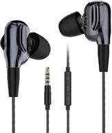 🎧 d5c black in-ear earbuds with mic, noise cancelling & dual driver technology - compatible with ios, android, laptop - volume control & bass headphones (3.5mm jack) logo